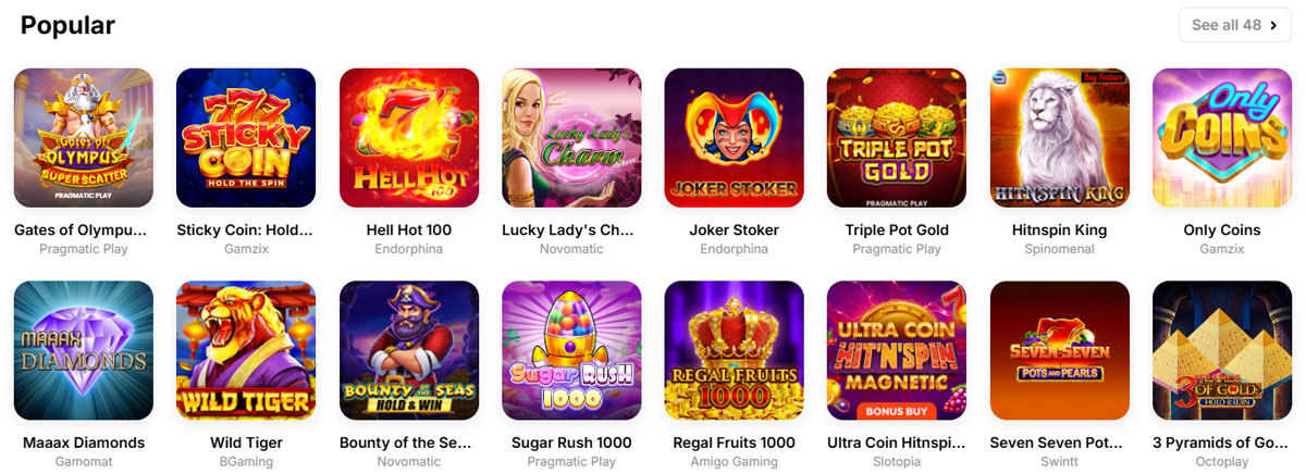 Hit'n'Spin Casino-nettsted: Design og brukergrensesnitt