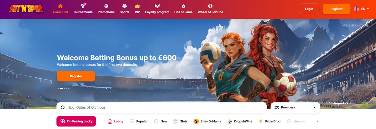 Hit'n'Spin Casino-nettsted: Design og brukergrensesnitt